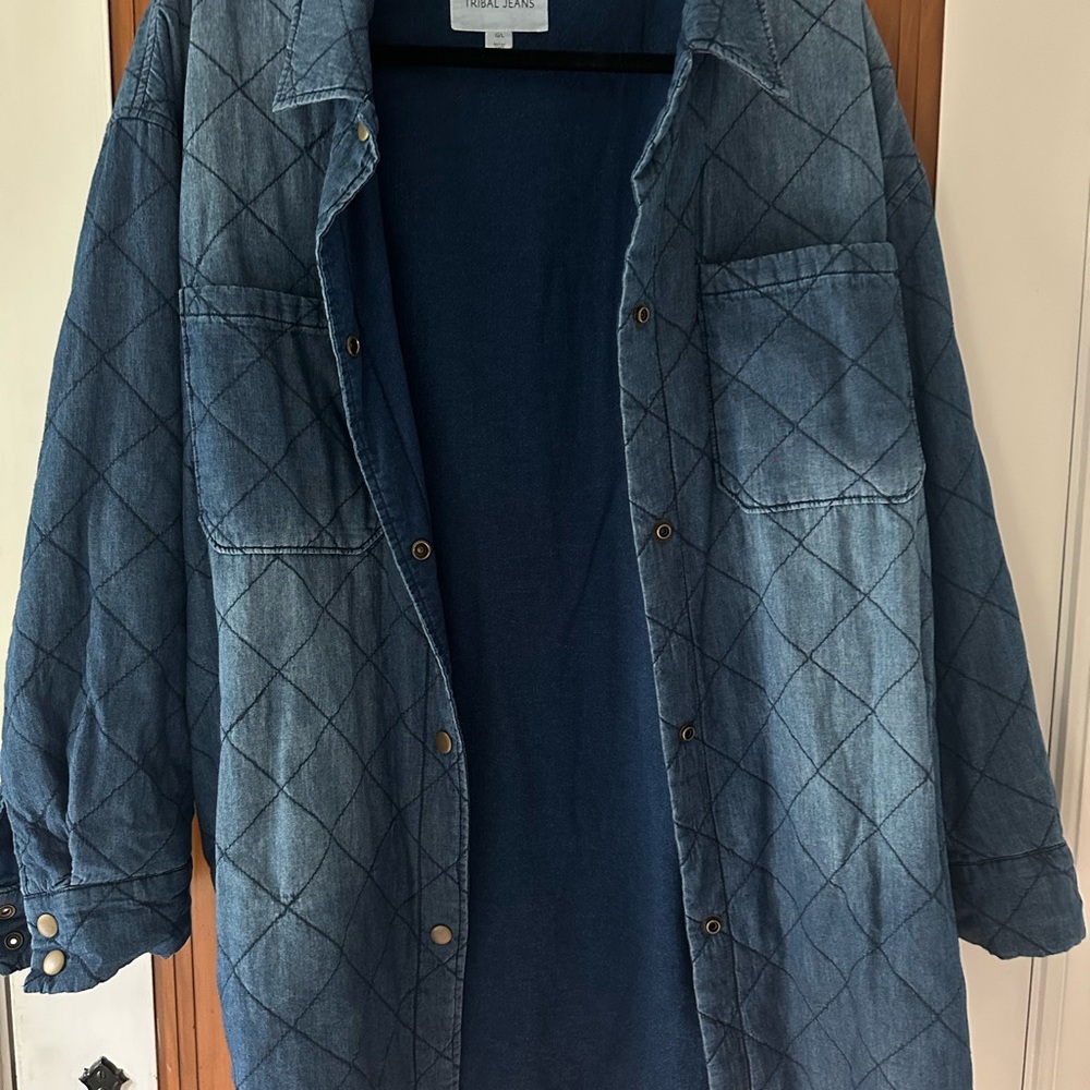 Tribal Jeans- Quilted Denim Shacket - Blue